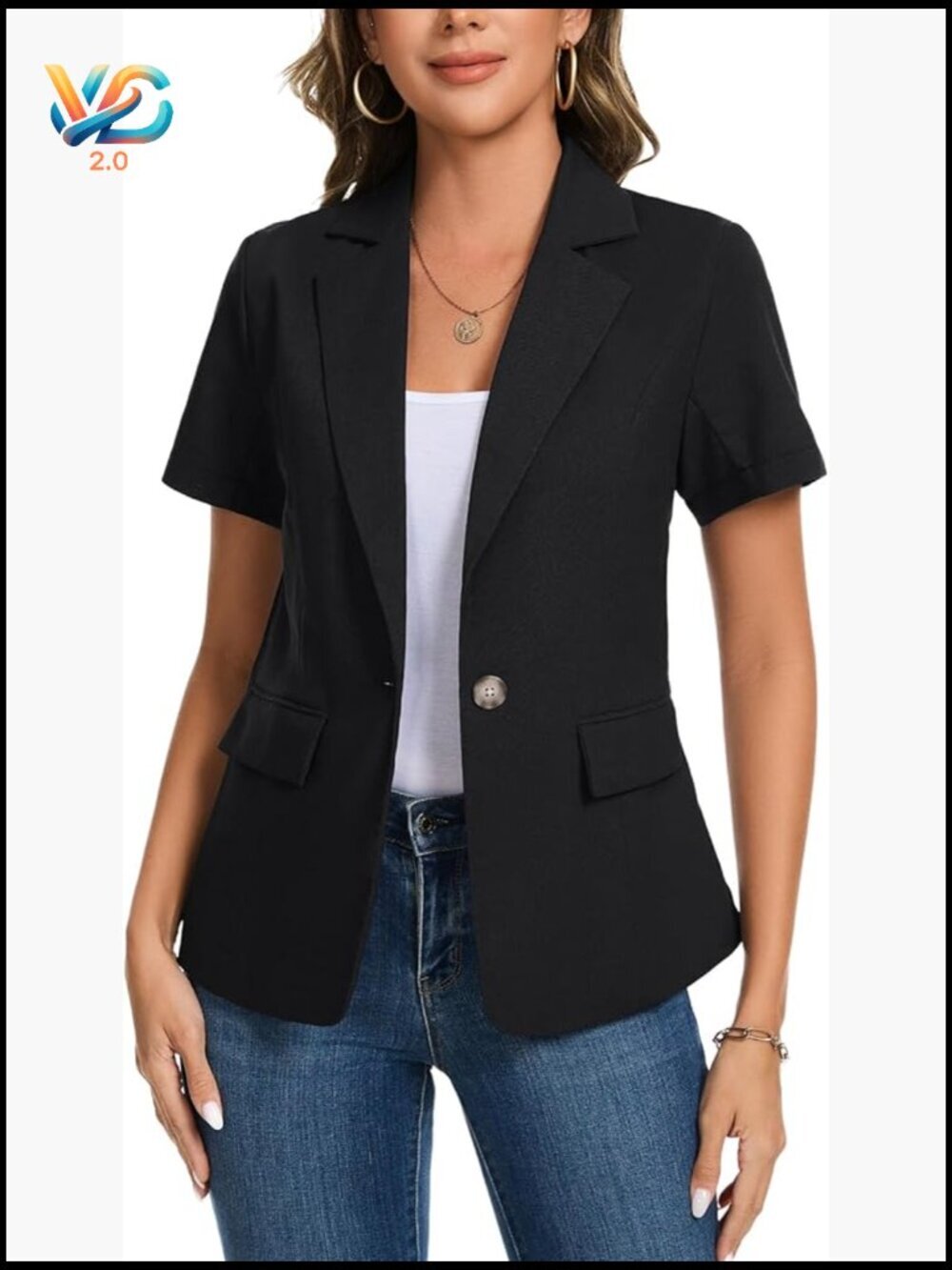Short Sleeve Linen Blazer Jacket Lightweight Summer Casual Button Lapel Pockets